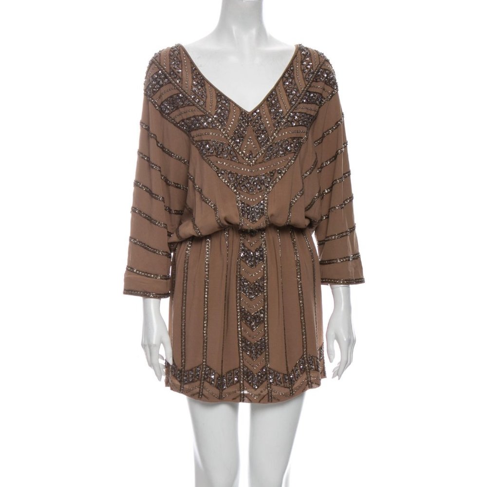 🖤Haute Hippie Silk Mini Dress- Intricate Beading!